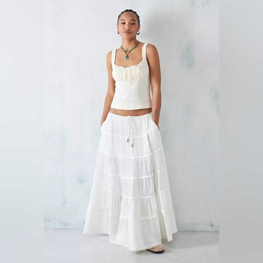SIMPLY SMITTEN MAXI SKIRT BY FREE PEOPLE - White, size small (S) - Picture 2 of 3